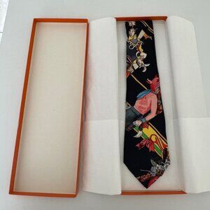 HERMÈS "Kachinas" by Kermit Oliver Waco Texas Artist Silk Tie